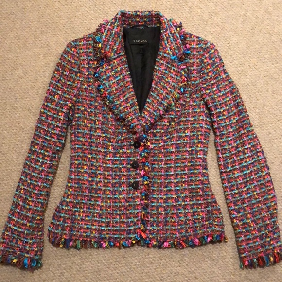 Escada Jackets & Blazers - Escada tweed ribbon boucle wool blazer